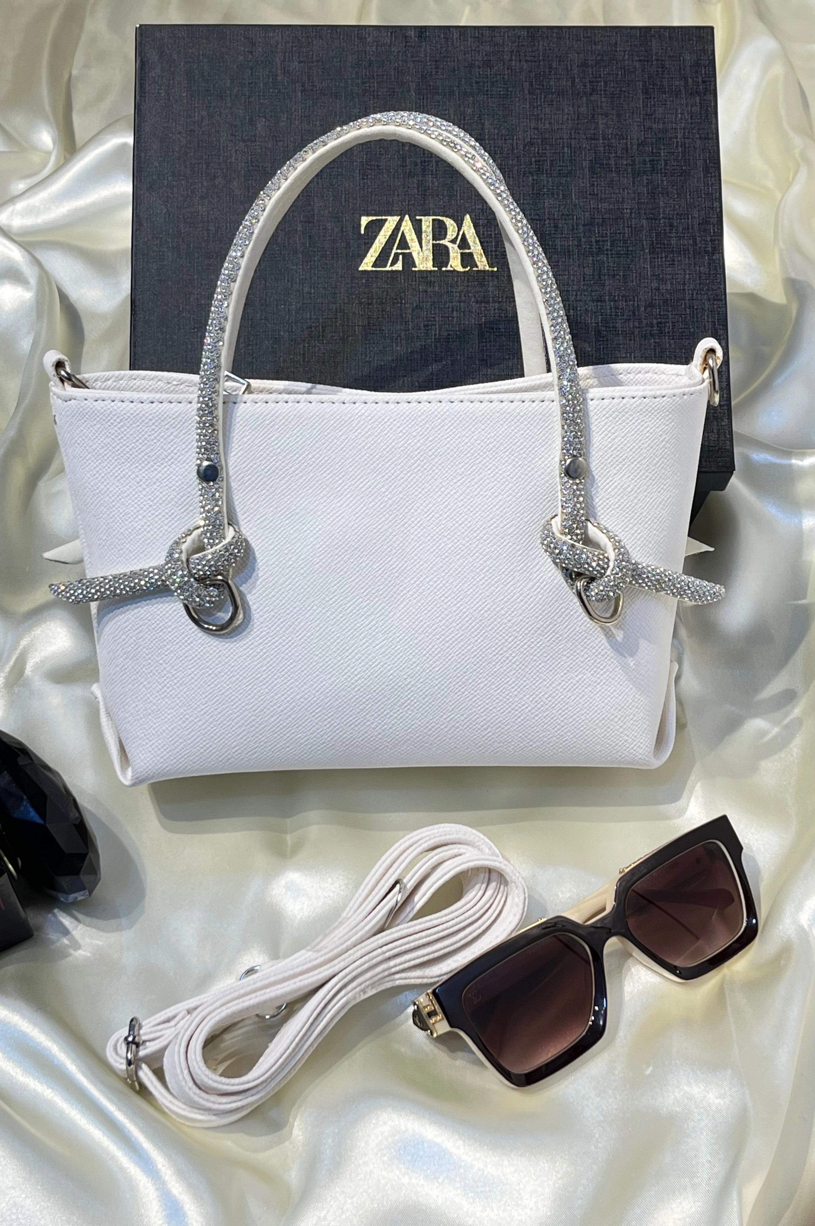 کیف دستی چرمی ZARA مدل دسته نگین
