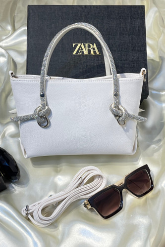 کیف دستی چرمی ZARA مدل دسته نگین