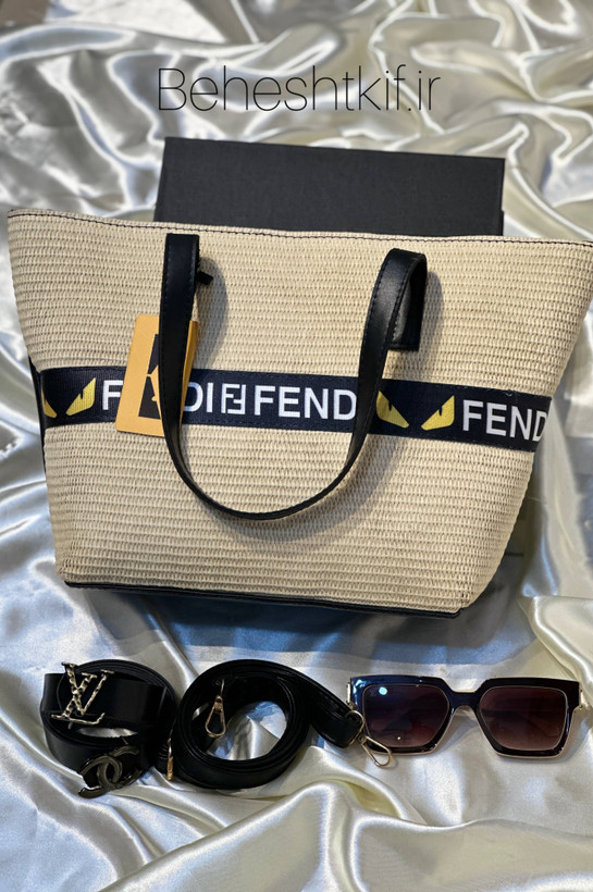 کیف کنفی زنانه FENDI مدل BASIC همراه بند بلند چرمی