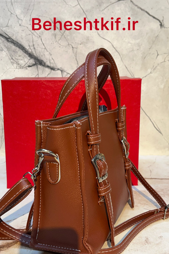 کیف دستی زنانه برند زارا مدل 2 سگک همراه بند بلند چرمی