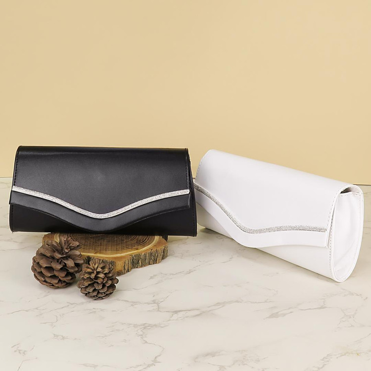 کیف دستی زنانه مجلسی مدل نگینی همراه بند بلند زنجیری