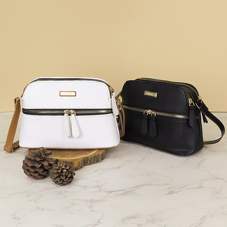 کیف دوشی زنانه مدل 3زیپ برند سوسن همراه بند بلند چرمی