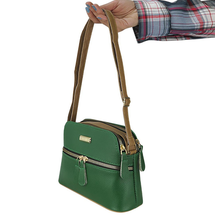 کیف دوشی زنانه مدل 3زیپ برند سوسن همراه بند بلند چرمی