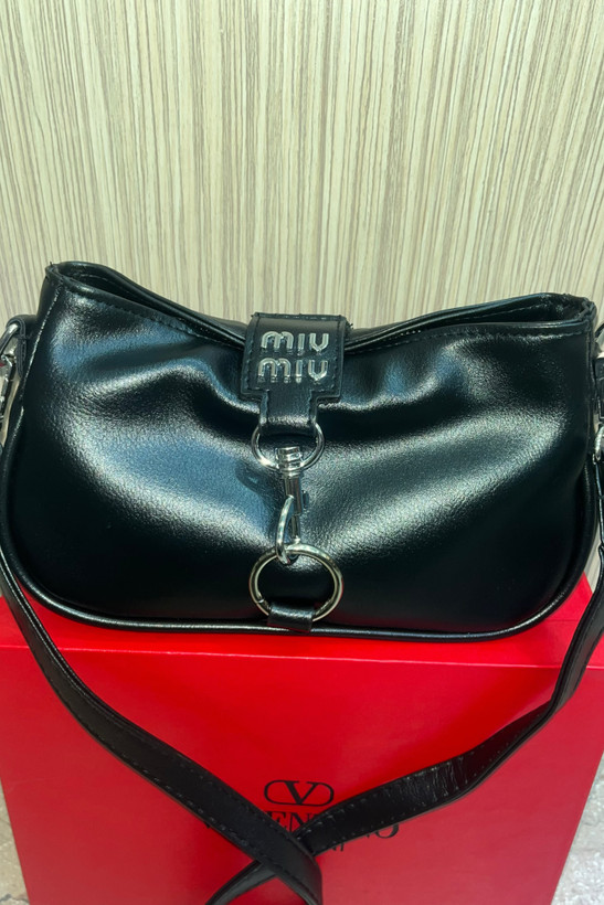 کیف دوشی زنانه مدل تک حلقه برند میو میو همراه بند بلند چرمی